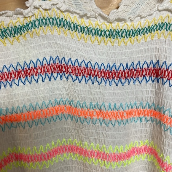 Heart Hips size Large Colorful Striped Sleeveless Cropped Smock Super Soft Top - Picture 3 of 7